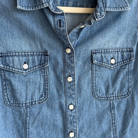 Talbots Petites Denim Button-Up Shirt, Medium Wash Chambray Shirt, Size SP - Picture 15 of 15